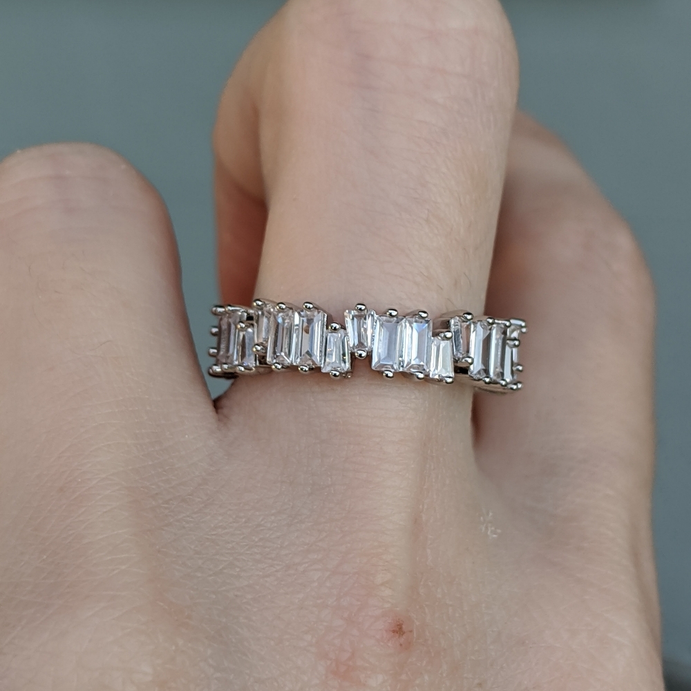 🆕S925-White Sapphire & White CZ Eternity Ring 8 - Picture 8 of 12